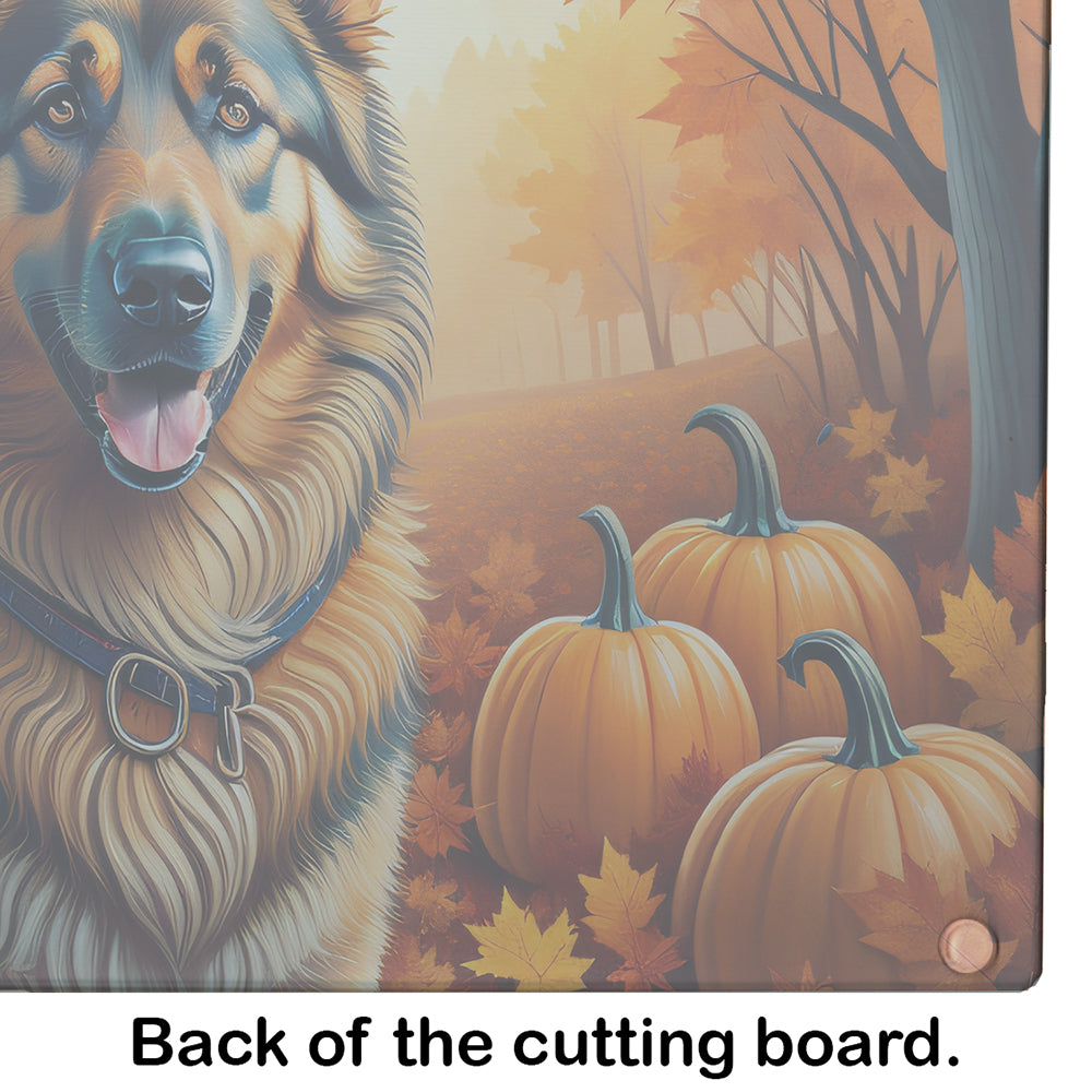 Belgian Tervuren Fall Cutting Board Tempered Glass Kitchen Cutting Surface, Heat Resistant Chopping, Non-Slip Feet, Food Prep & Serving