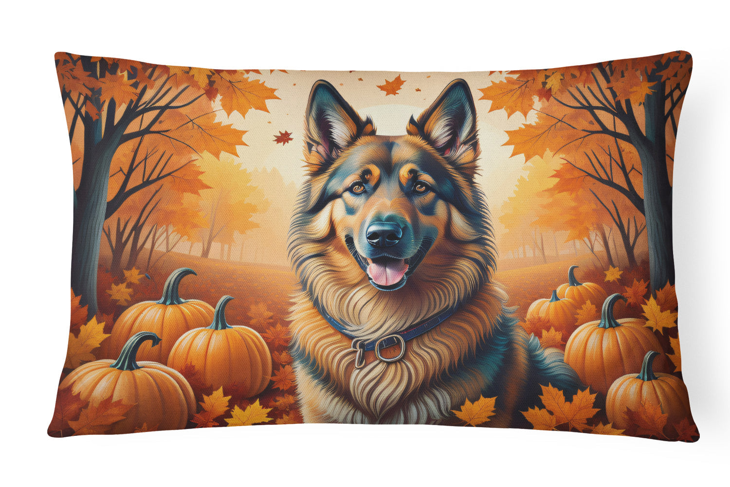 Belgian Tervuren Fall Decorative Throw Pillow 12x16 Indoor Outdoor Accent Cushion, Fabric Cover with Insert for Sofa, Bed, Porch & Living Room