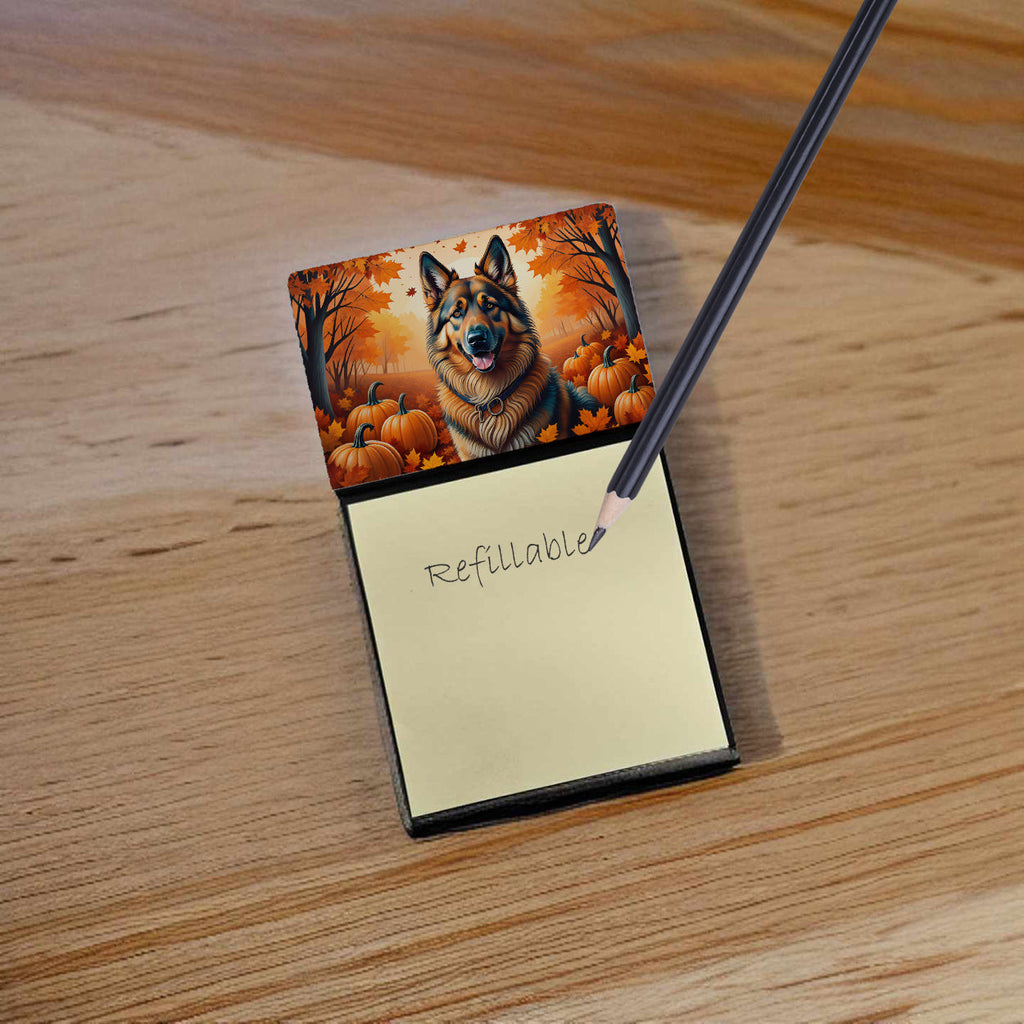 Belgian Tervuren Fall Watercolor Sticky Note Holder Refillable Dispenser Desk Accessory 3x3 Pad Gift