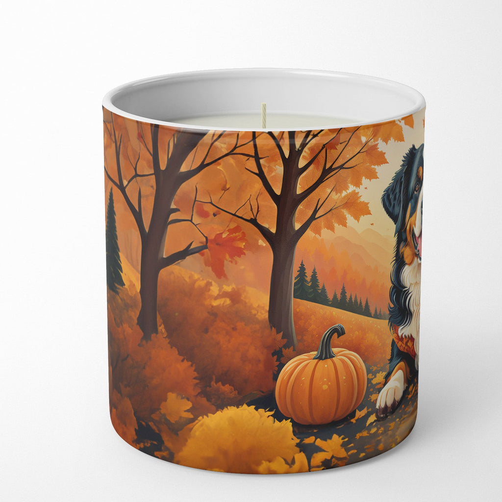 Bernese Mountain Dog Fall Decorative Soy Candle Nature Soy Wax Essential Oil Home Decor Ideal for Bedroom Kitchen Bath Office Gift, 10 oz
