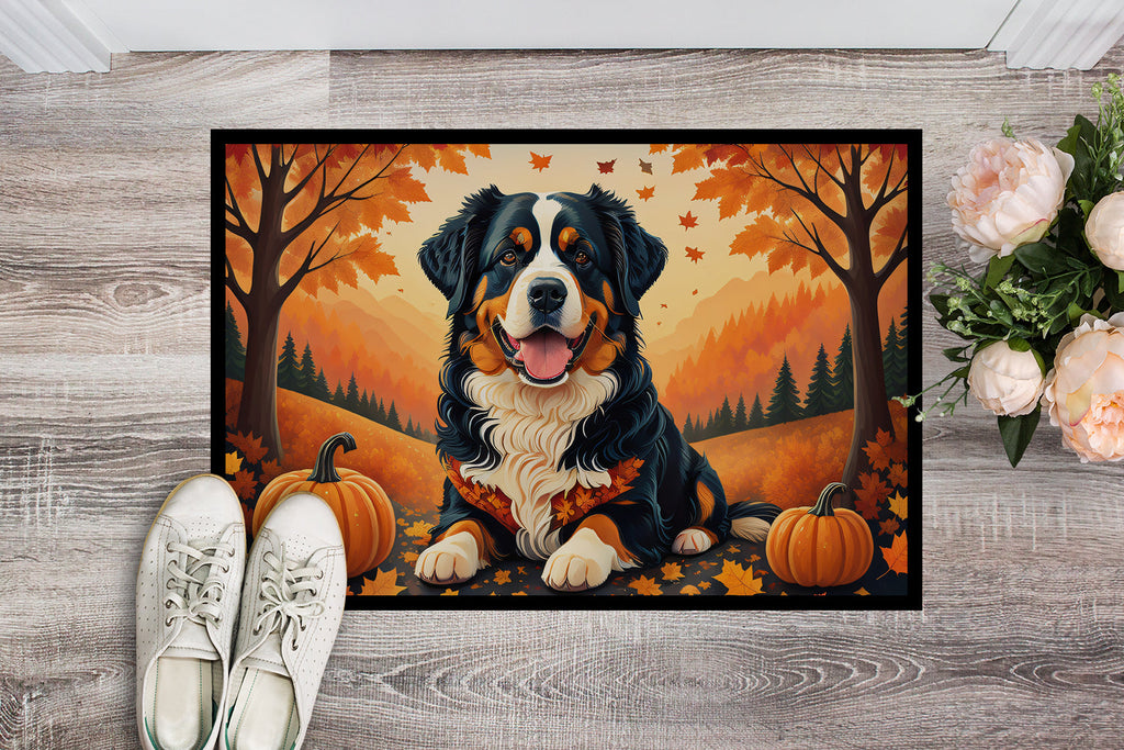 Bernese Mountain Dog Fall Doormat Indoor Outdoor 24H X 36W Front Door Mat Rugs for Entryway, Non Slip Washable Low Pile,