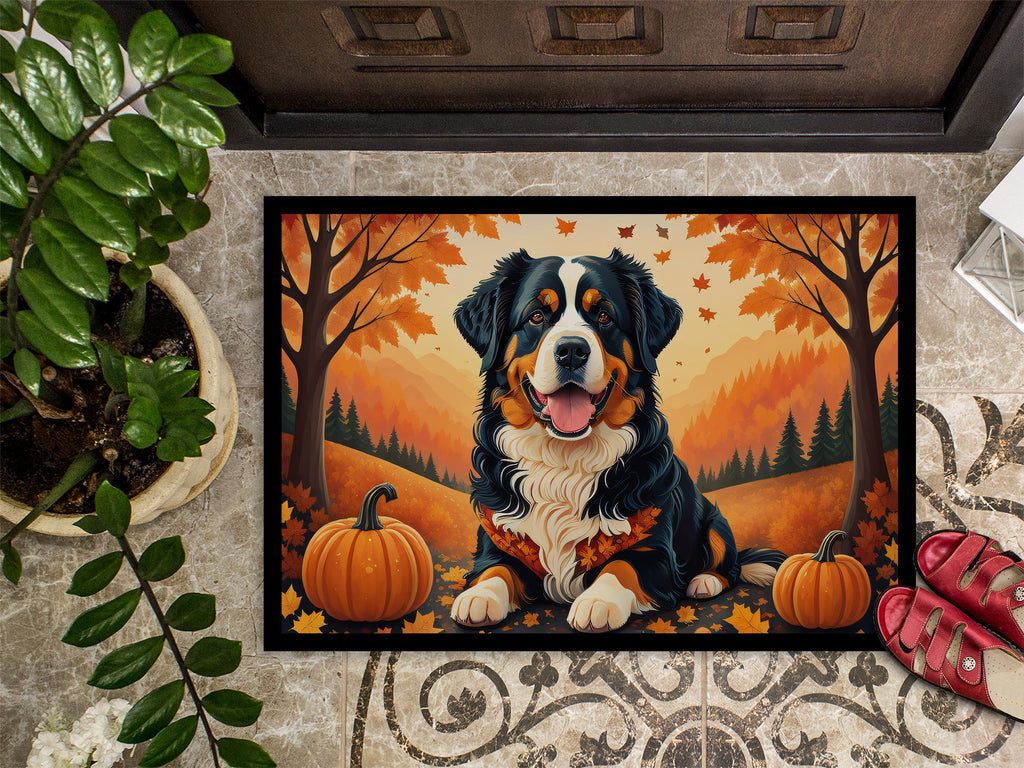 Bernese Mountain Dog Fall Doormat Indoor Outdoor 24H X 36W Front Door Mat Rugs for Entryway, Non Slip Washable Low Pile,