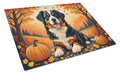 Bernese Mountain Dog Fall Cutting Board Tempered Glass Kitchen Cutting Surface, Heat Resistant Chopping, Non-Slip Feet, Food Prep & Serving