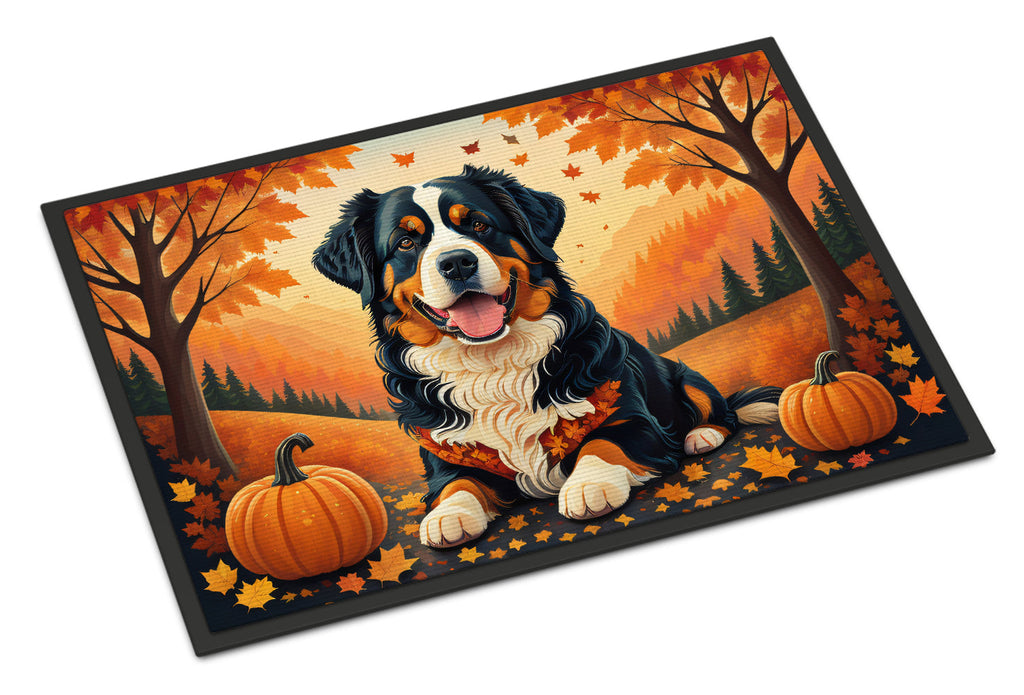 Bernese Mountain Dog Fall Doormat Indoor Outdoor 18H X 27W Front Door Mat Rugs for Entryway, Non Slip Washable