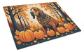 Bloodhound Fall Cutting Board Tempered Glass Kitchen Cutting Surface, Heat Resistant Chopping, Non-Slip Feet, Food Prep & Serving
