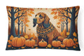 Bloodhound Fall Decorative Throw Pillow 12x16 Indoor Outdoor Accent Cushion, Fabric Cover with Insert for Sofa, Bed, Porch & Living Room