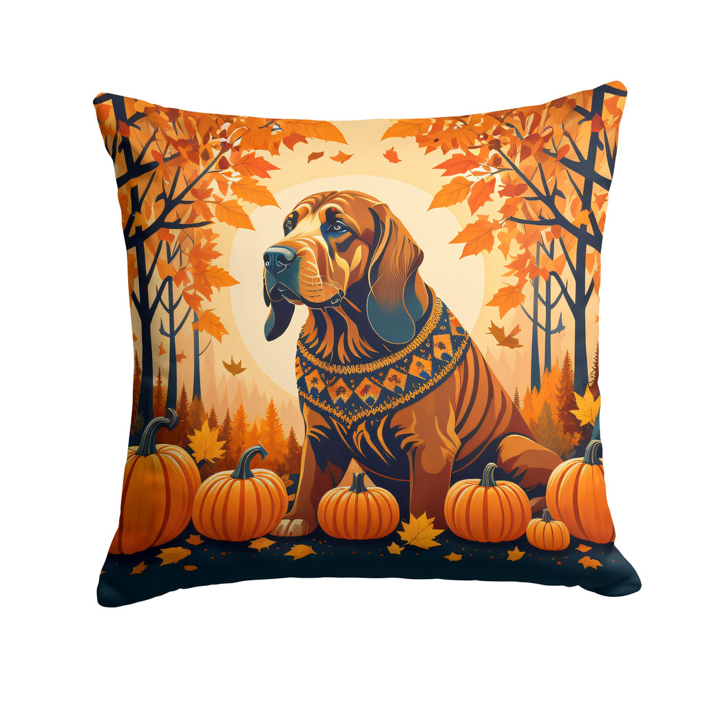 Bloodhound Fall Decorative Throw Pillow 18x18 Indoor Outdoor Accent Cushion, Fabric Cover with Insert for Sofa, Bed, Porch & Living Room