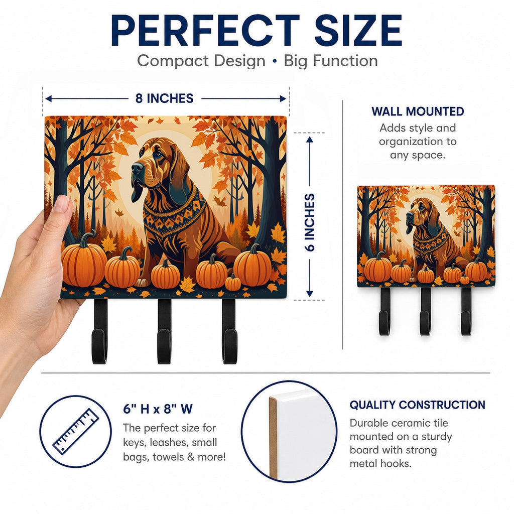 Bloodhound Fall Leash or Key Holder Wall Hooks, Coat Rack Wall Mount, for Hanging Keys, Towels, Aprons, Leashes
