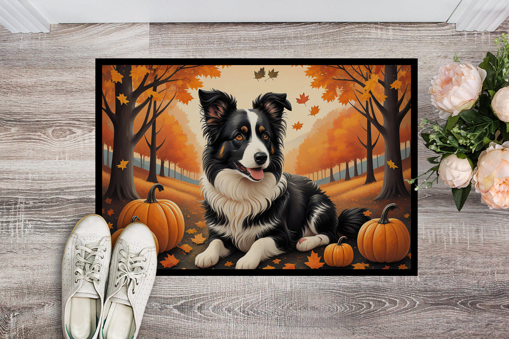 Border Collie Fall Doormat Indoor Outdoor 18H X 27W Front Door Mat Rugs for Entryway, Non Slip Washable