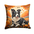 Border Collie Fall Decorative Throw Pillow 14x14 Indoor Outdoor Accent Cushion, Fabric Cover with Insert for Sofa, Bed, Porch & Living Room