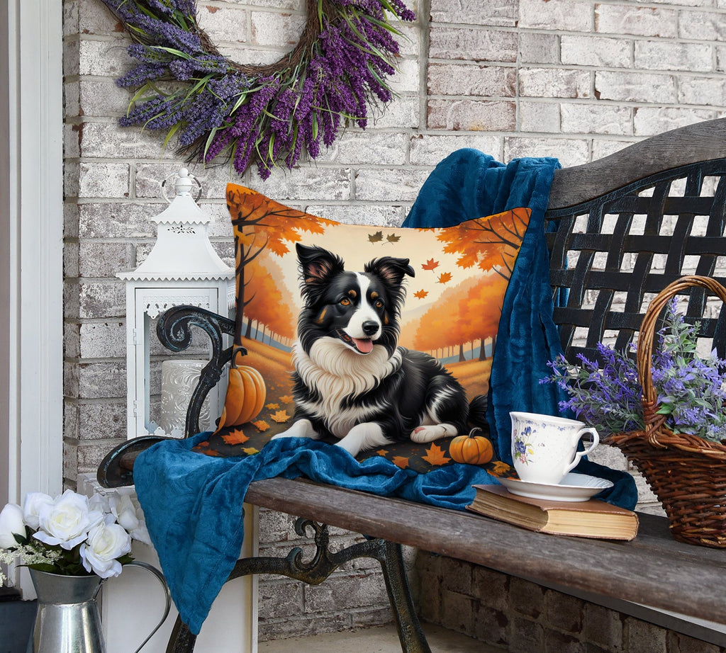 Border Collie Fall Decorative Throw Pillow 18x18 Indoor Outdoor Accent Cushion, Fabric Cover with Insert for Sofa, Bed, Porch & Living Room