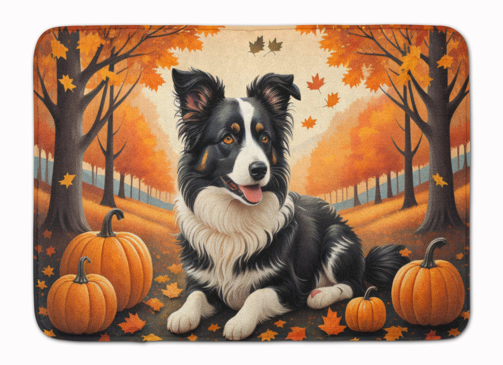 Border Collie Fall Memory Foam Kitchen Mat Machine Washable Anti-Fatigue Cushion Comfort Bath or Kitchen Rug