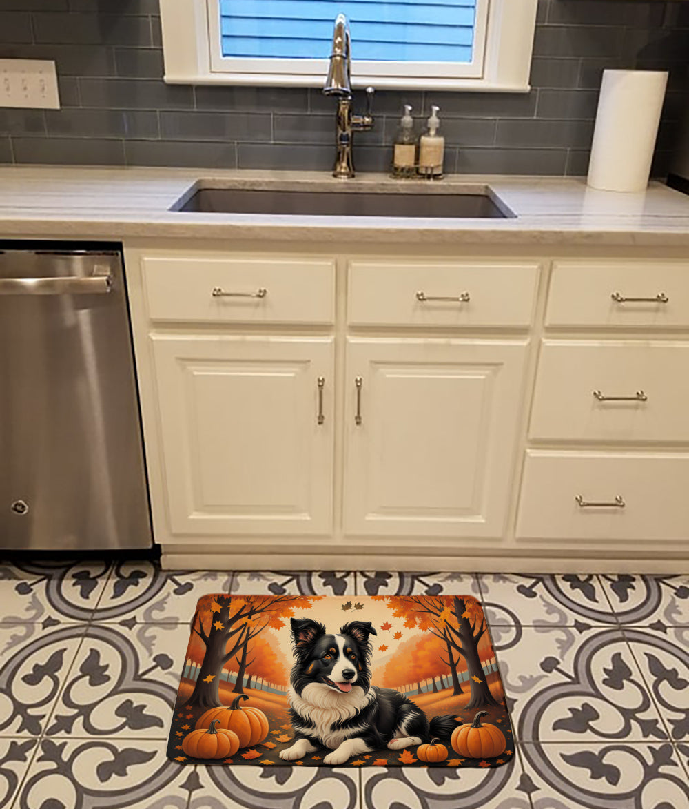 Border Collie Fall Memory Foam Kitchen Mat Machine Washable Anti-Fatigue Cushion Comfort Bath or Kitchen Rug
