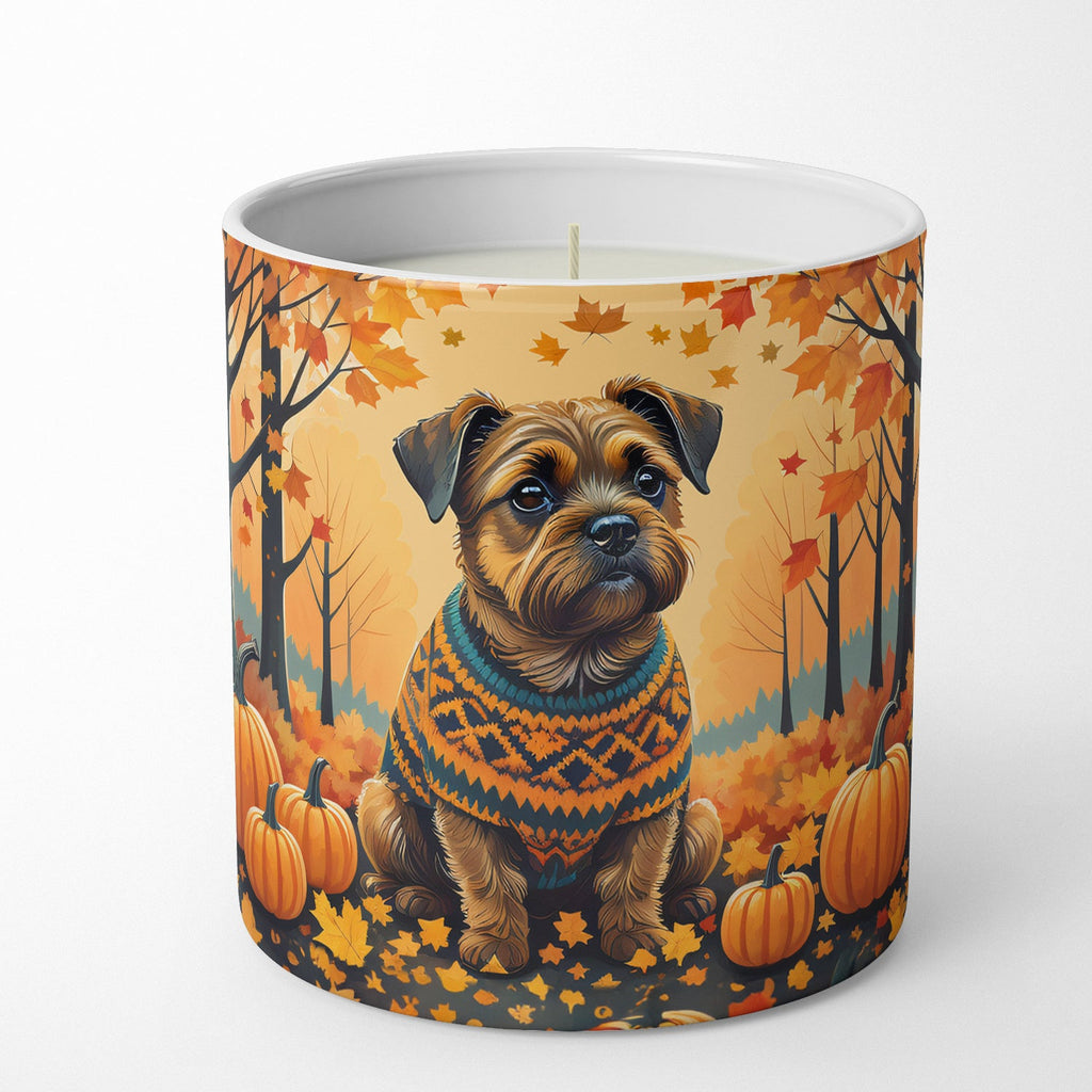 Border Terrier Fall Decorative Soy Candle Nature Soy Wax Essential Oil Home Decor Ideal for Bedroom Kitchen Bath Office Gift, 10 oz