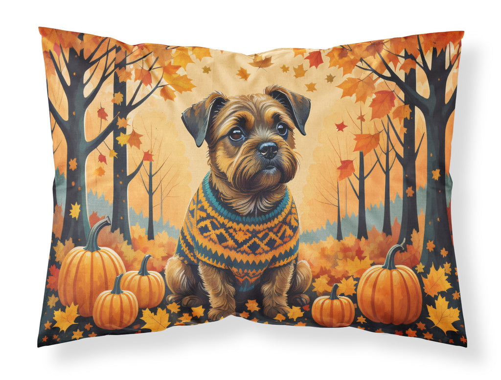 Border Terrier Fall Standard Pillowcase Lightweight Super Soft Easy Care Decorative Artwork Pillowcase, Standard
