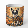 Boston Terrier Fall Decorative Soy Candle Nature Soy Wax Essential Oil Home Decor Ideal for Bedroom Kitchen Bath Office Gift, 10 oz