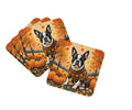 Boston Terrier Fall Foam Coasters Set of 4 Cup Coasters for Indoor Outdoor, Tabletop Protection, Anti Slip, Mouse pad Material