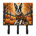 Boston Terrier Fall Leash or Key Holder Wall Hooks, Coat Rack Wall Mount, for Hanging Keys, Towels, Aprons, Leashes