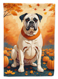 White Boxer Fall House Flag 28x40 Porch Sleeve Pole Decorative Outside Yard Banner Artwork Wall Hanging, Polyester