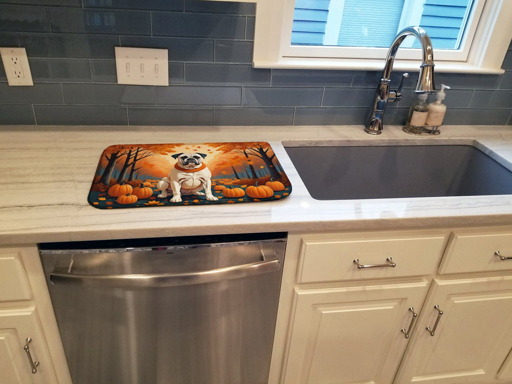 White Boxer Fall Dish Drying Mat Absorbent Dish Drying Mat Pad for Kitchen Counter Dish Drainer Mat for Countertop, 14 x 21", Multicolor