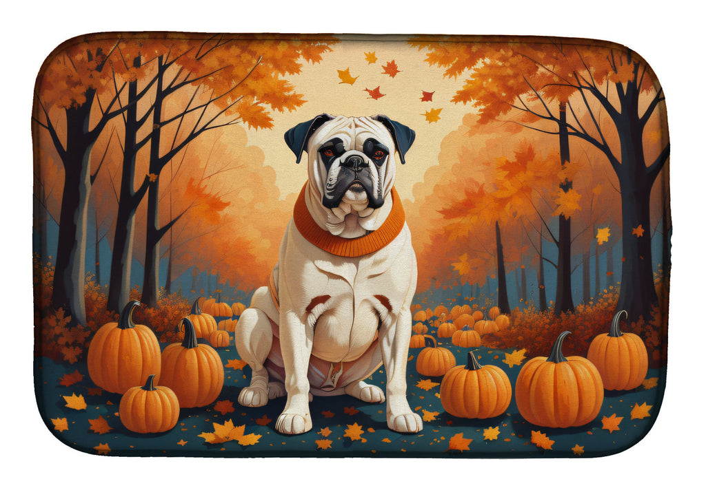 White Boxer Fall Dish Drying Mat Absorbent Dish Drying Mat Pad for Kitchen Counter Dish Drainer Mat for Countertop, 14 x 21", Multicolor