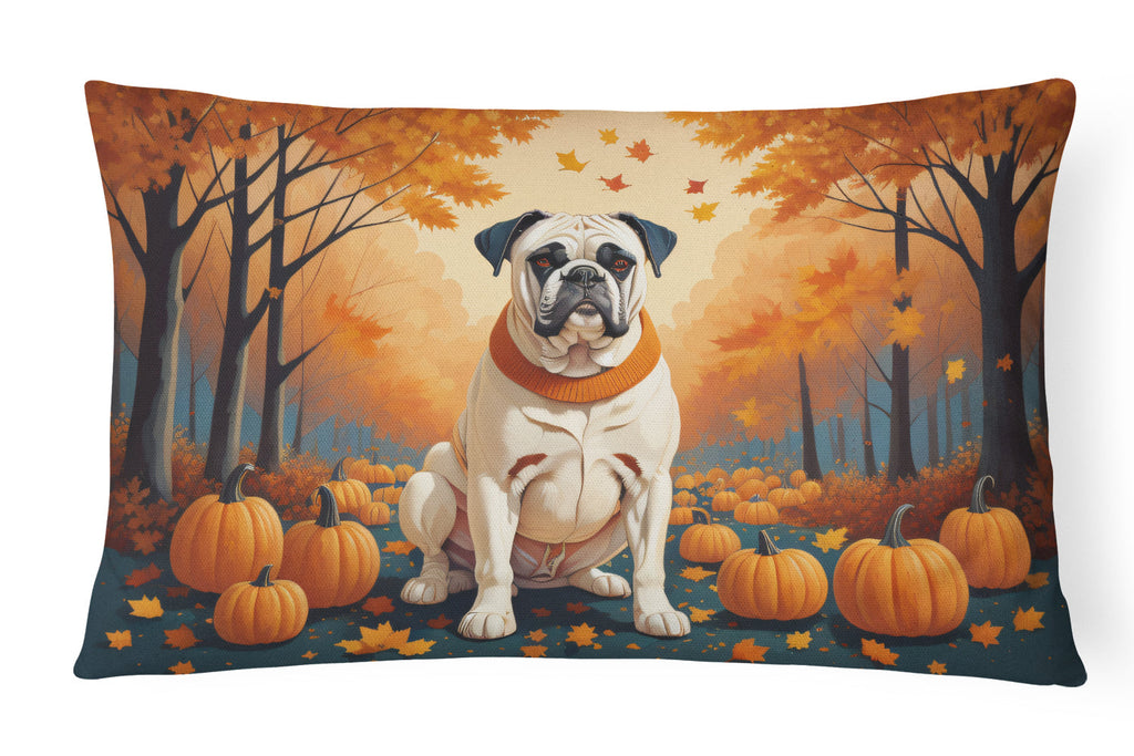 White Boxer Fall Decorative Throw Pillow 12x16 Indoor Outdoor Accent Cushion, Fabric Cover with Insert for Sofa, Bed, Porch & Living Room