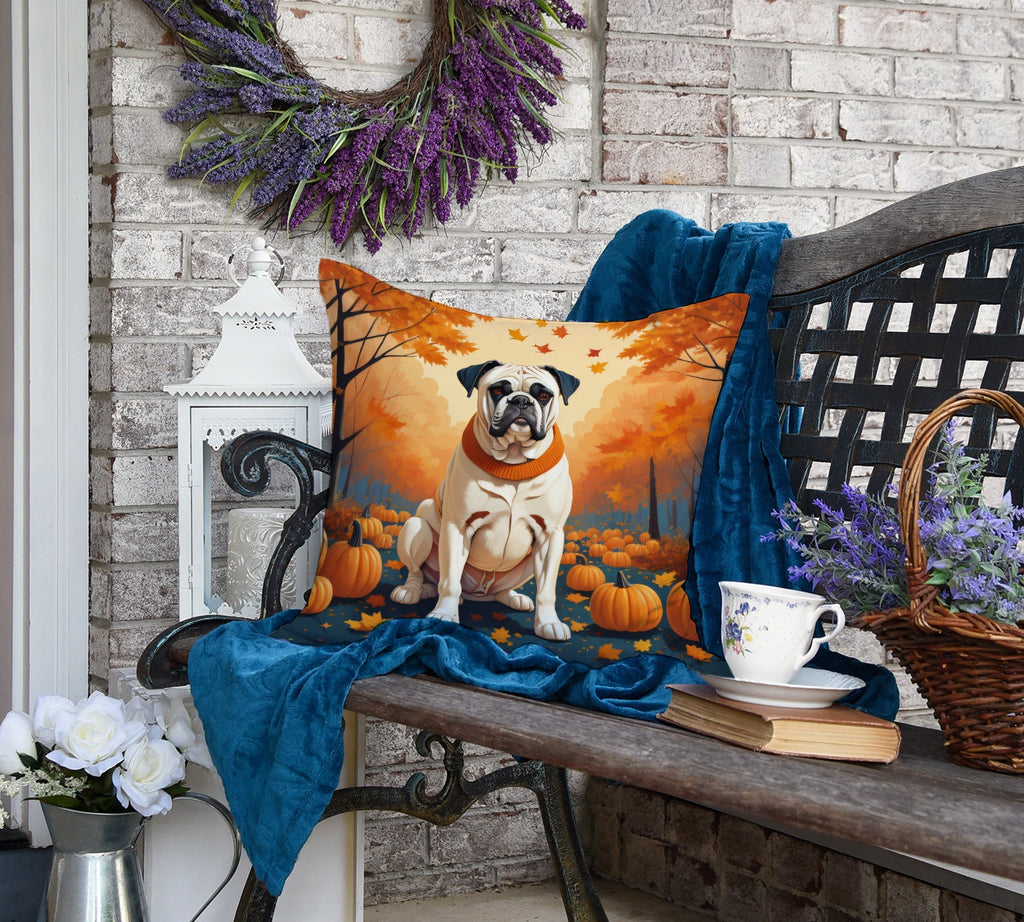 White Boxer Fall Decorative Throw Pillow 18x18 Indoor Outdoor Accent Cushion, Fabric Cover with Insert for Sofa, Bed, Porch & Living Room