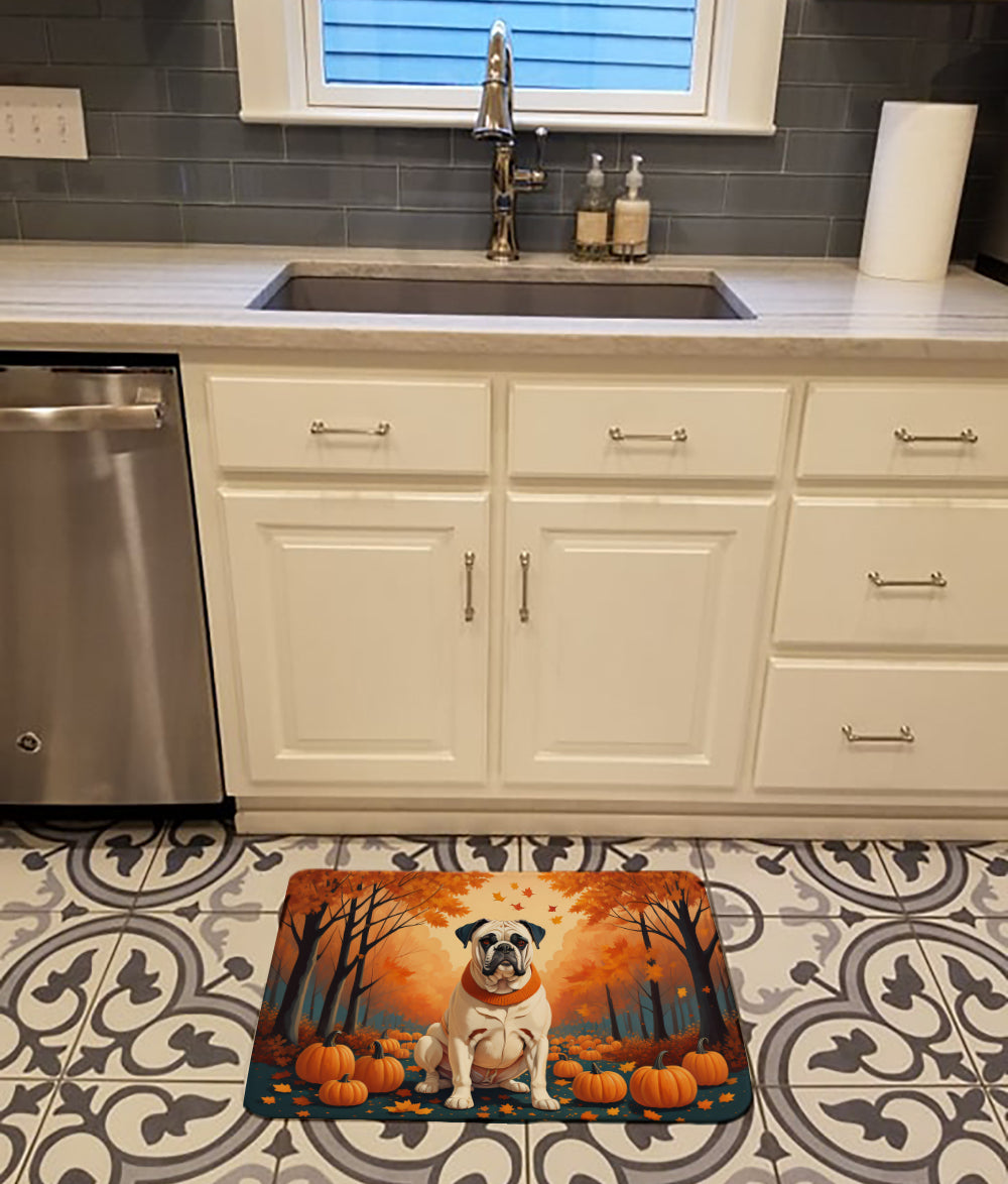 White Boxer Fall Memory Foam Kitchen Mat Machine Washable Anti-Fatigue Cushion Comfort Bath or Kitchen Rug