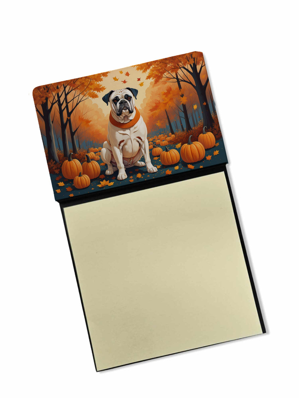 White Boxer Fall Watercolor Sticky Note Holder Refillable Dispenser Desk Accessory 3x3 Pad Gift
