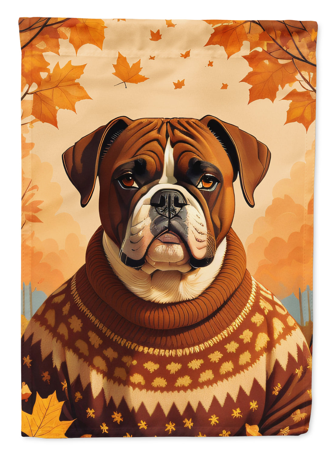 Boxer Fall House Flag 28x40 Porch Sleeve Pole Decorative Outside Yard Banner Artwork Wall Hanging, Polyester