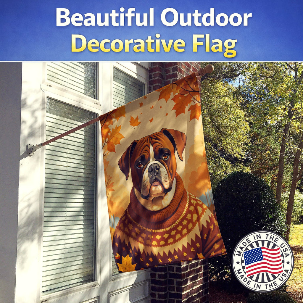 Boxer Fall House Flag 28x40 Porch Sleeve Pole Decorative Outside Yard Banner Artwork Wall Hanging, Polyester