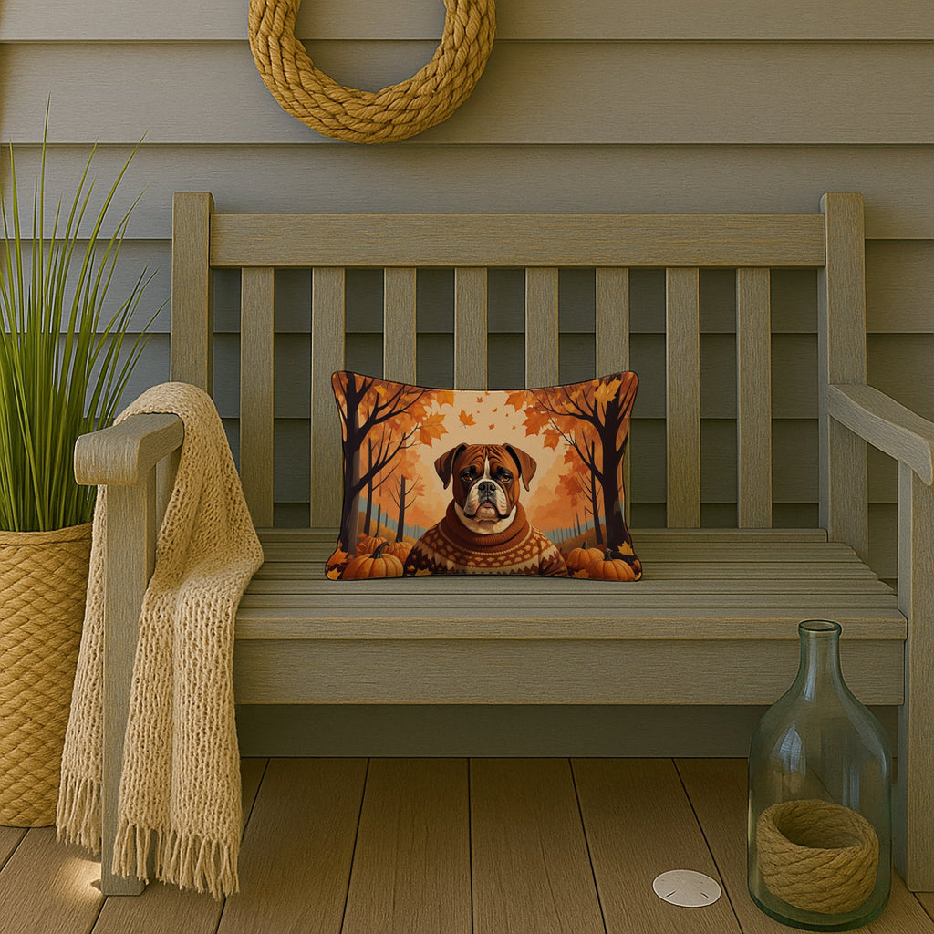Boxer Fall Decorative Throw Pillow 12x16 Indoor Outdoor Accent Cushion, Fabric Cover with Insert for Sofa, Bed, Porch & Living Room