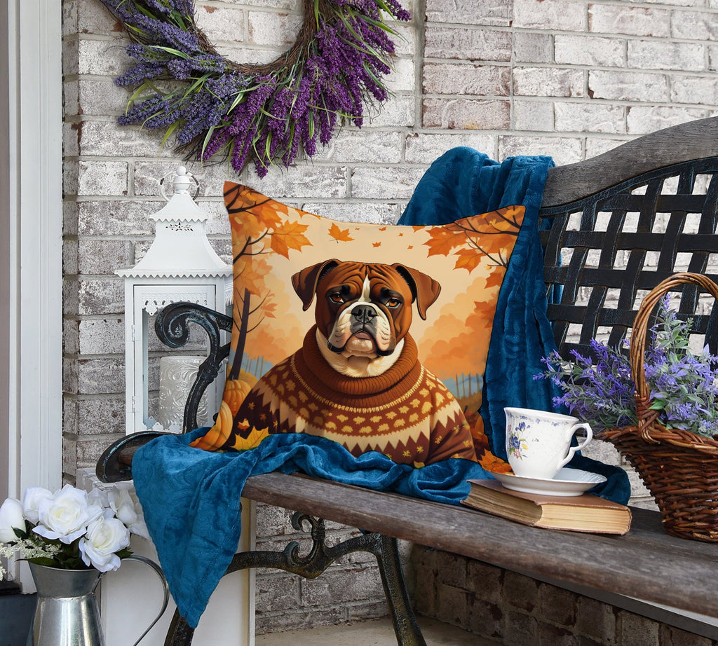 Boxer Fall Decorative Throw Pillow 18x18 Indoor Outdoor Accent Cushion, Fabric Cover with Insert for Sofa, Bed, Porch & Living Room