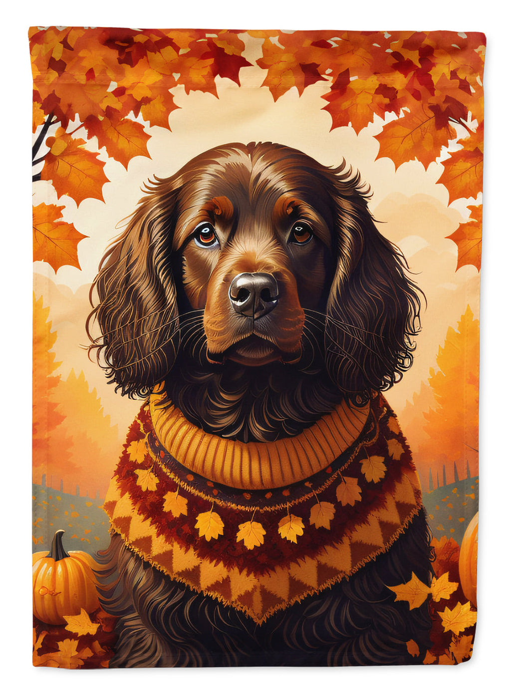 Boykin Spaniel Fall House Flag 28x40 Porch Sleeve Pole Decorative Outside Yard Banner Artwork Wall Hanging, Polyester