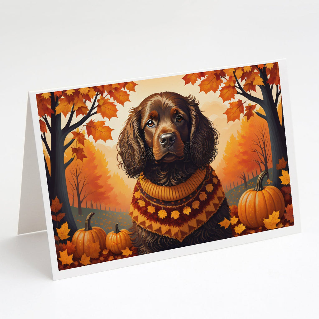 Boykin Spaniel Fall Greeting Cards Pack of 8 Blank Cards with Envelopes Whimsical A7 Size 5x7