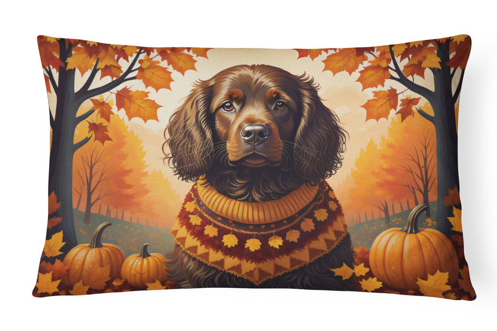 Boykin Spaniel Fall Decorative Throw Pillow 12x16 Indoor Outdoor Accent Cushion, Fabric Cover with Insert for Sofa, Bed, Porch & Living Room