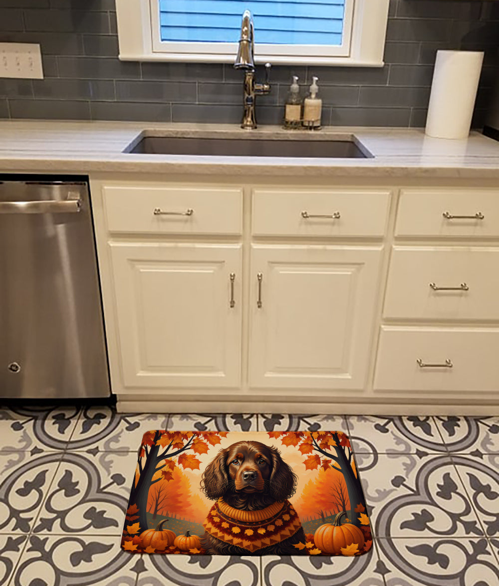 Boykin Spaniel Fall Memory Foam Kitchen Mat Machine Washable Anti-Fatigue Cushion Comfort Bath or Kitchen Rug