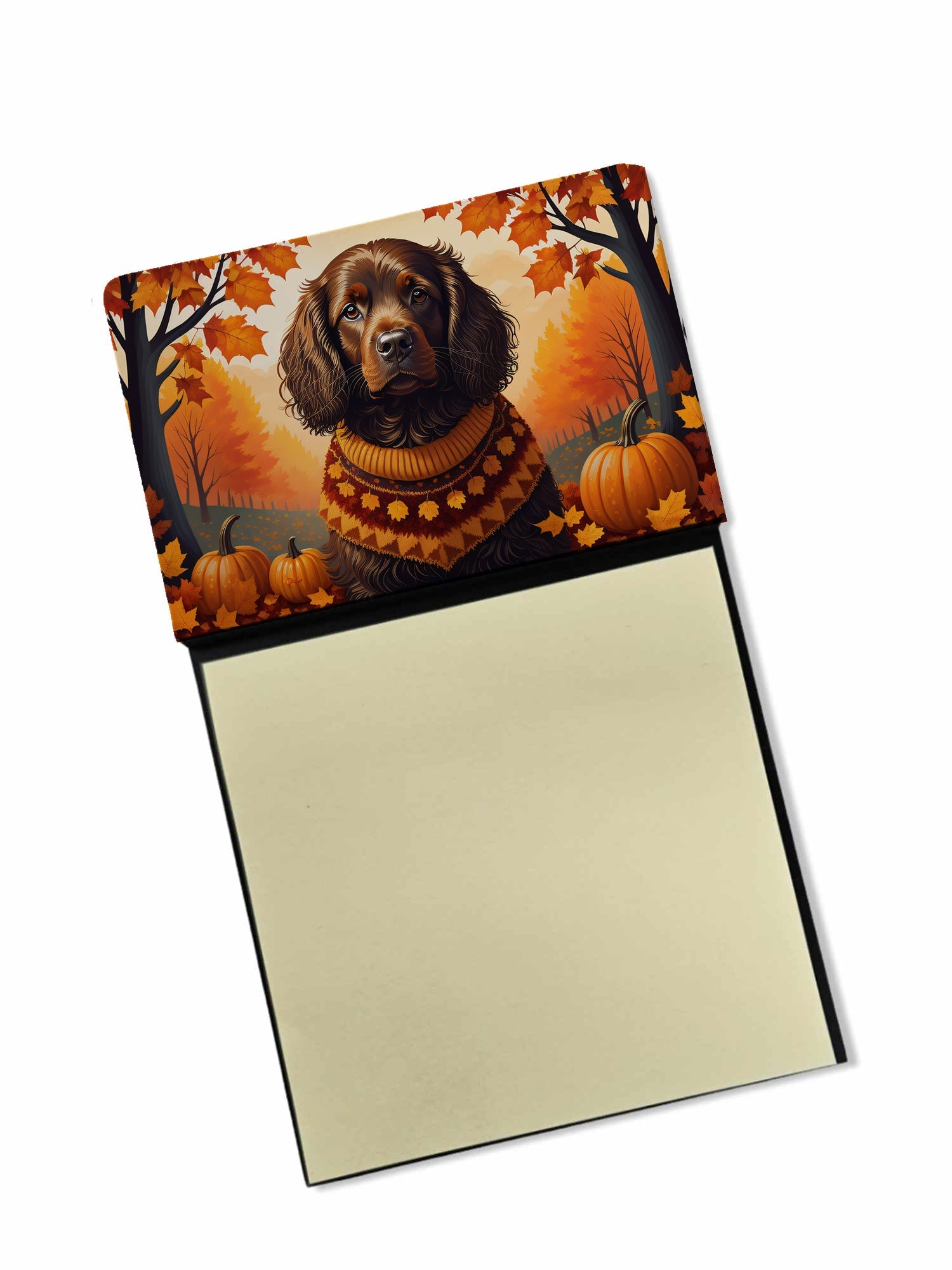 Boykin Spaniel Fall Watercolor Sticky Note Holder Refillable Dispenser Desk Accessory 3x3 Pad Gift