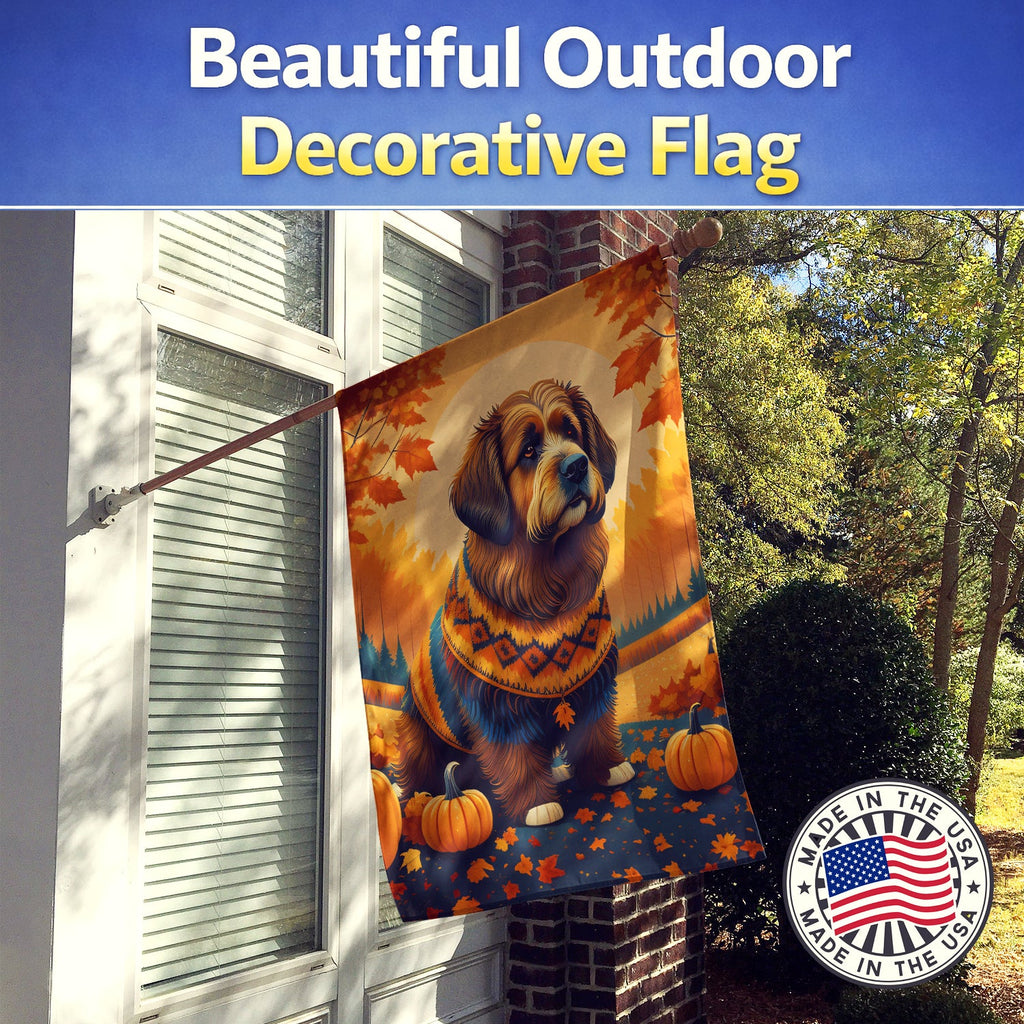 Briard Fall House Flag 28x40 Porch Sleeve Pole Decorative Outside Yard Banner Artwork Wall Hanging, Polyester