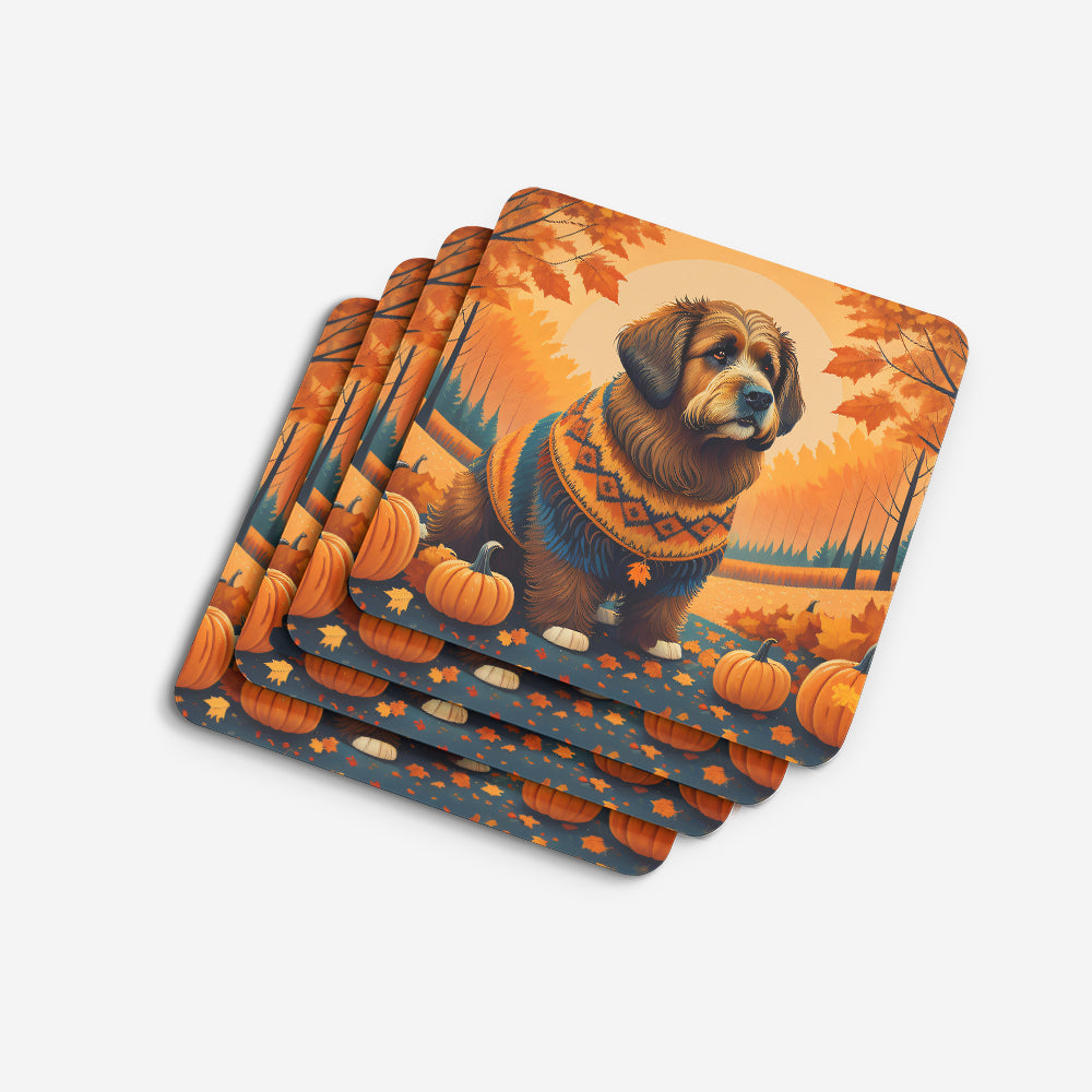 Briard Fall Foam Coasters Set of 4 Cup Coasters for Indoor Outdoor, Tabletop Protection, Anti Slip, Mouse pad Material