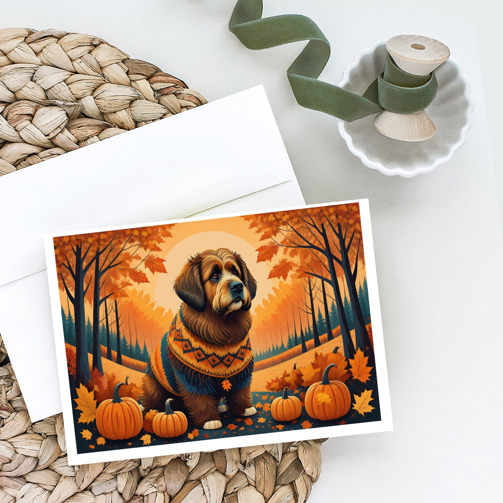 Briard Fall Greeting Cards Pack of 8 Blank Cards with Envelopes Whimsical A7 Size 5x7