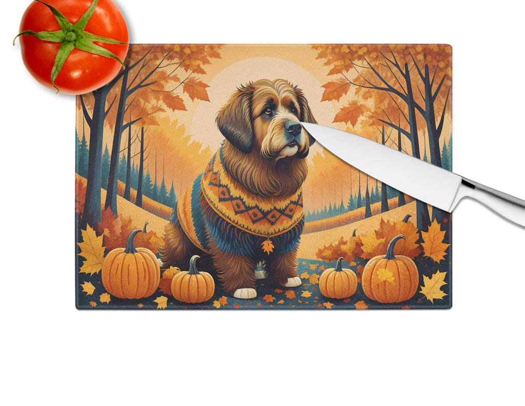 Briard Fall Cutting Board Tempered Glass Kitchen Cutting Surface, Heat Resistant Chopping, Non-Slip Feet, Food Prep & Serving