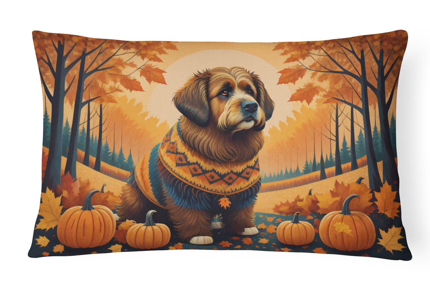 Briard Fall Decorative Throw Pillow 12x16 Indoor Outdoor Accent Cushion, Fabric Cover with Insert for Sofa, Bed, Porch & Living Room