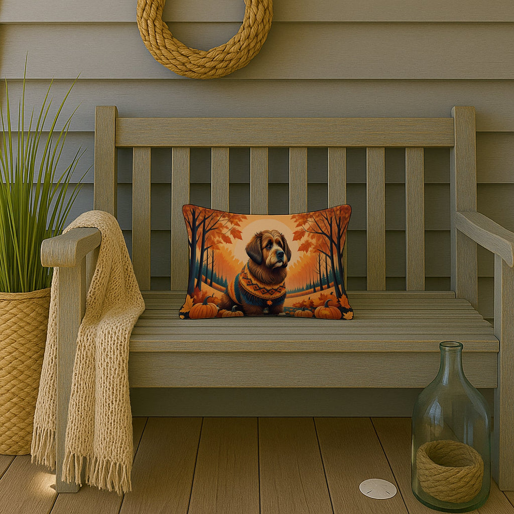 Briard Fall Decorative Throw Pillow 12x16 Indoor Outdoor Accent Cushion, Fabric Cover with Insert for Sofa, Bed, Porch & Living Room