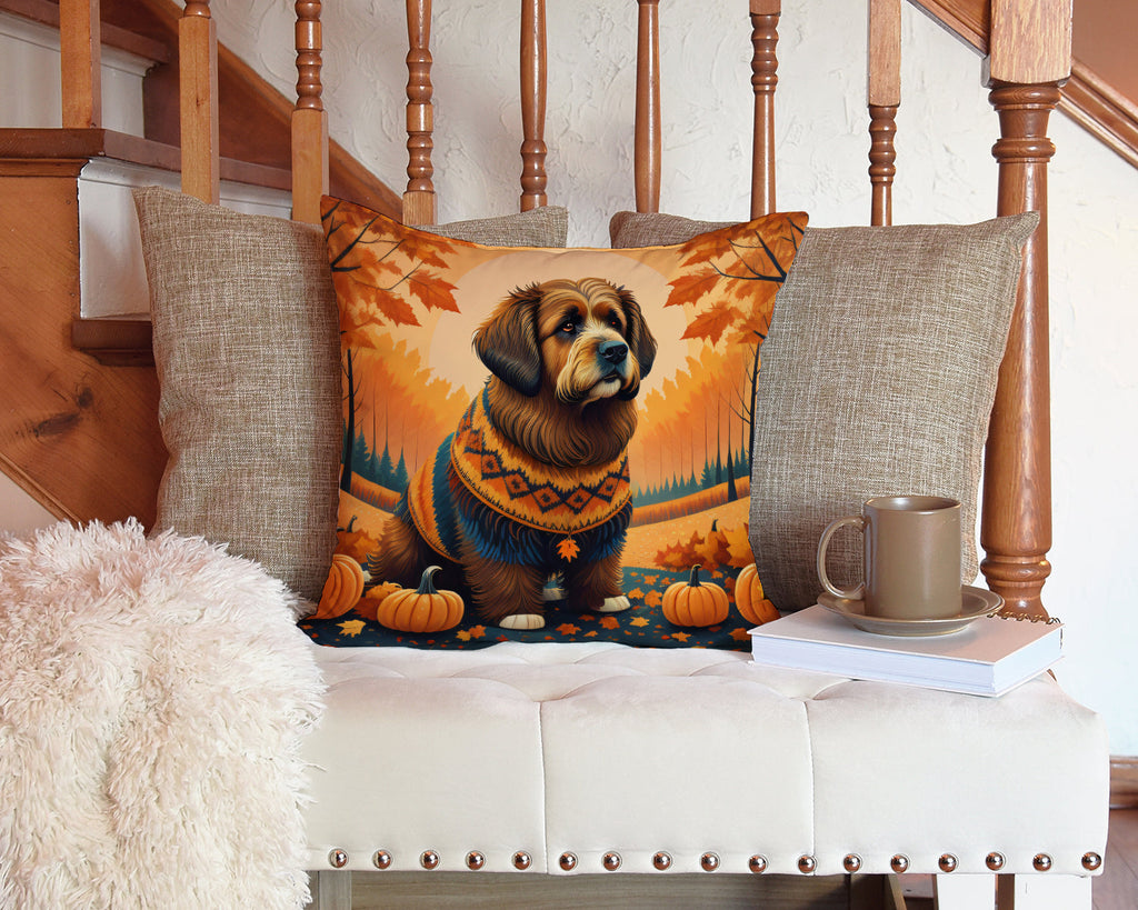 Briard Fall Decorative Throw Pillow 14x14 Indoor Outdoor Accent Cushion, Fabric Cover with Insert for Sofa, Bed, Porch & Living Room