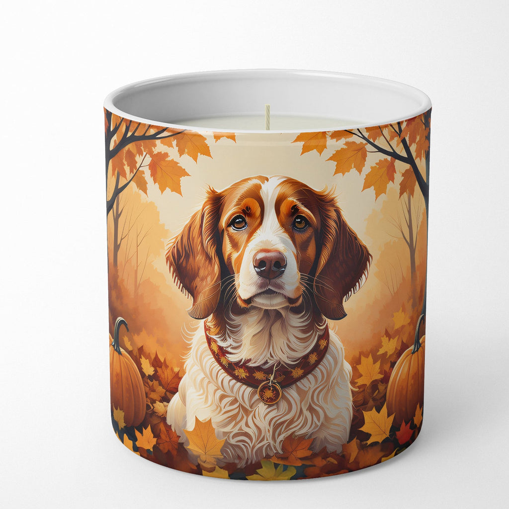 Brittany Spaniel Fall Decorative Soy Candle Nature Soy Wax Essential Oil Home Decor Ideal for Bedroom Kitchen Bath Office Gift, 10 oz