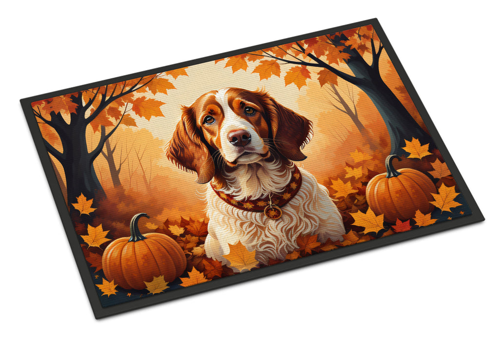 Brittany Spaniel Fall Doormat Indoor Outdoor 18H X 27W Front Door Mat Rugs for Entryway, Non Slip Washable