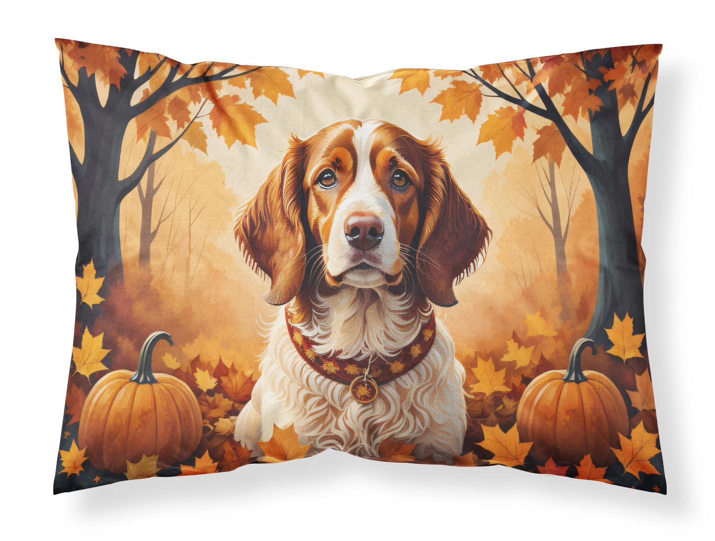 Brittany Spaniel Fall Standard Pillowcase Lightweight Super Soft Easy Care Decorative Artwork Pillowcase, Standard