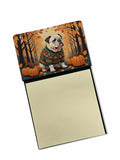 White English Bulldog Fall Watercolor Sticky Note Holder Refillable Dispenser Desk Accessory 3x3 Pad Gift