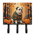 White English Bulldog Fall Leash or Key Holder Wall Hooks, Coat Rack Wall Mount, for Hanging Keys, Towels, Aprons, Leashes
